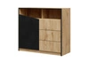 Komoda z szufladami Atson 100 cm dąb odwieczny / czarny lewa stylowy design komody ciekawy kształt frontu nadaje oryginalności