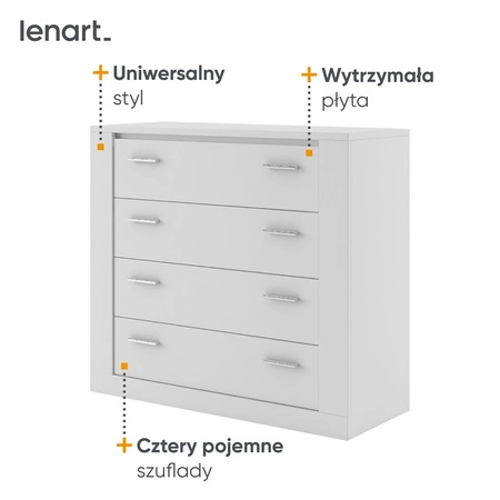 Komoda z szufladami Arti 100 cm biała minimalistyczny design klasyczna forma idealna komoda do salonu lub pokoju dziennego