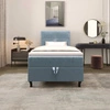 Łóżko kontynentalne Melba 120x200 turkusowe w nowoczesnym skandynawskim stylu z tapicerowanym zagłówkiem łóżko z pojemnikiem