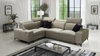 Narożnik z funkcją spania Kelly Sleek II szary beż lewostronny elegancki narożnik do salonu wykonany z miękkiej tkaniny typu velvet