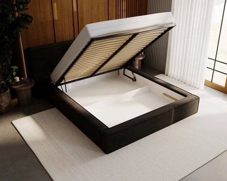 Łóżko tapicerowane Palise 180x200 kremowe stylowe łóżko z pojemnikiem na pościel wygodny zagłówek zachwyca eleganckim designem