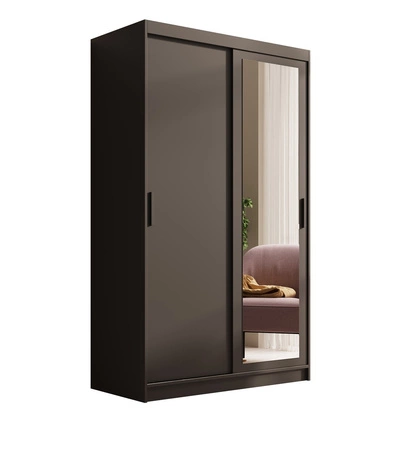 Szafa przesuwna z lustrem Hailey 120 cm czarna prosta forma i minimalistyczny wygląd szafa idealnie wpasuje się do każdego wnętrza