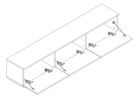 Szafka RTV Luxury 175 cm czarna elegancki design korpus zwieńczony złotą listwą szafka wsparta na czarnych metalowych nogach