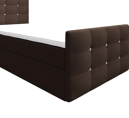 Łóżko kontynentalne Kansas 90x200 brązowe w nowoczesnym skandynawskim stylu z tapicerowanym zagłówkiem oraz zanóżkiem