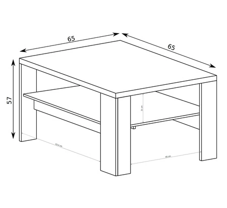Stolik kawowy Mediolan 65 cm hikora elegancki mały stolik z półką wytrzymały odporny blat idealny stolik do każdej aranżacji