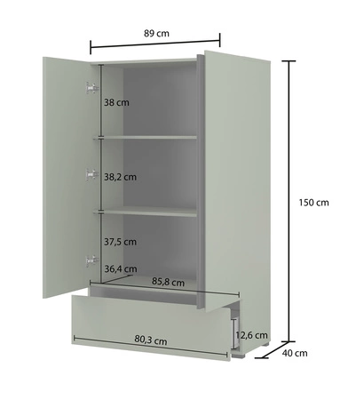 Komoda wysoka Cross 89 cm dąb wotan stylowy design komody z szufladą do sypialni prosta forma w nowoczesnym wydaniu