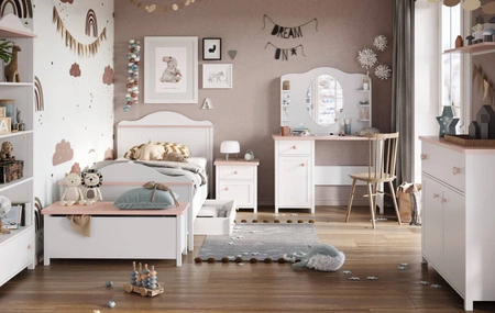 Półka Luna 110 cm biały / różowy praktyczna półka ścienna idealna do pokoju dziecięcego w minimalistycznym tonie