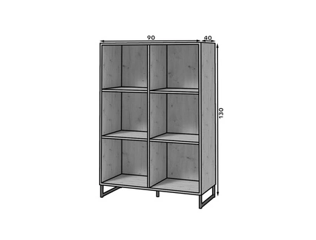 Regał Ariana 90 cm dąb artisan stabilna metalowa podstawa funkcjonalny regał do wnętrz w stylu industrialnym i loftowym