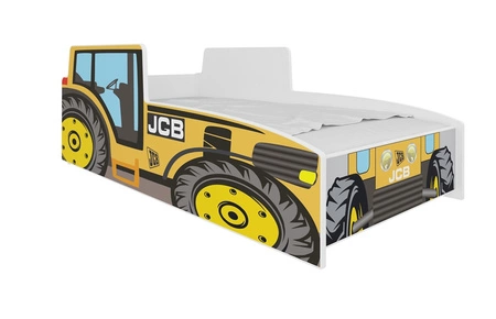 Łóżko Tractor Yellow 80x160 cm designerskie łóżko z materacem w kształcie traktora z ozdobnym nadrukiem wykonane z solidnych materiałów