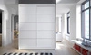 Szafa przesuwna Luft 150 cm biała praktyczna i funkcjonalna szafa do sypialni fronty wykończone poziomymi srebrnymi listwami