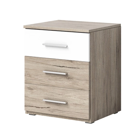 Szafka nocna Beta san remo jasny / biała z szufladami to funkcjonalny mebel w ponadczasowym designie idealna szafka nocna do sypialni