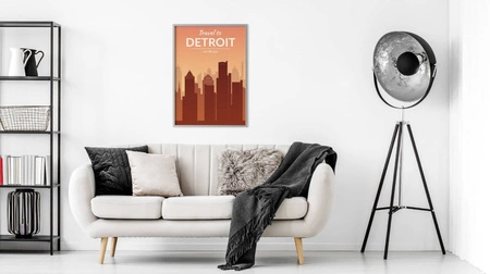 Plakat travel to Detroit 70x100 plakat w ramie precyzyjny wydruk ze stylową grafiką doskonała dekoracja do salonu lub sypialni
