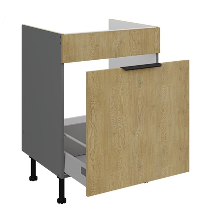 Zestaw mebli kuchennych Corsico 300 cm eleganckie szafki kuchenne z metalowymi uchwytami krawędziowymi szafka z koszem cargo