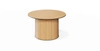 Stolik kawowy okrągły Rotto 80 cm dąb vincenza nowoczesny design solidna podstawa przyozdobiona dekoracyjnymi lamelami