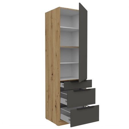 Słupek kuchenny Aversa Ar 60 DKS-210 3S 1F szafka kuchenna odporna na uszkodzenia wykończenie frontów w technologii anti fingerprint