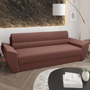 Kanapa rozkładana Fogu Bis indyjski róż stylowa sofa z komfortowymi podłokietnikami sztruksowa tkanina obiciowa pojemnik na pościel