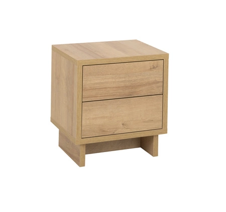 Szafka nocna z szufladami Noma dąb riviera elegancka stylistyka prosta forma mebla wpisująca się w każde wnętrze fronty szafki z systemem push to open