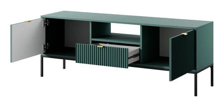Szafka RTV Lovro 154 cm pastelowy zielony nowoczesny design zachwyci miłośników wyrazistych wnętrz