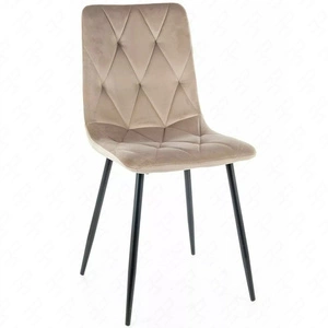 Krzesło tapicerowane Tom ciemny beż nowoczesne oraz funkcjonalne krzesło do jadalni z metalowymi nogami