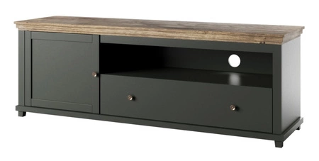 Zestaw mebli do salonu Evora butelkowa zieleń / dąb lefkas zachwyci miłośników wyrazistych wnętrz atrakcyjny wygląd oraz funkcjonalność