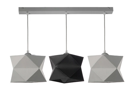 Lampa wisząca potrójna Quasar designerska lampa sufitowa do salonu z bawełnianym abażurem i metalową podstawą