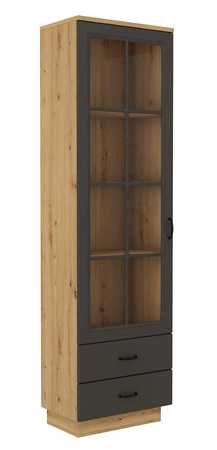 Meblościanka Style dąb artisan / szary grafit klasyczny design meblościanki z szafą stylowe frezowane fronty metalowe uchwyty