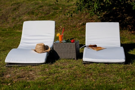 Leżaki ogrodowe Successo szare unikalna i oryginalna stylistyka zestaw leżaków ze stolikiem wykonanie z wytrzymałego technorattanu