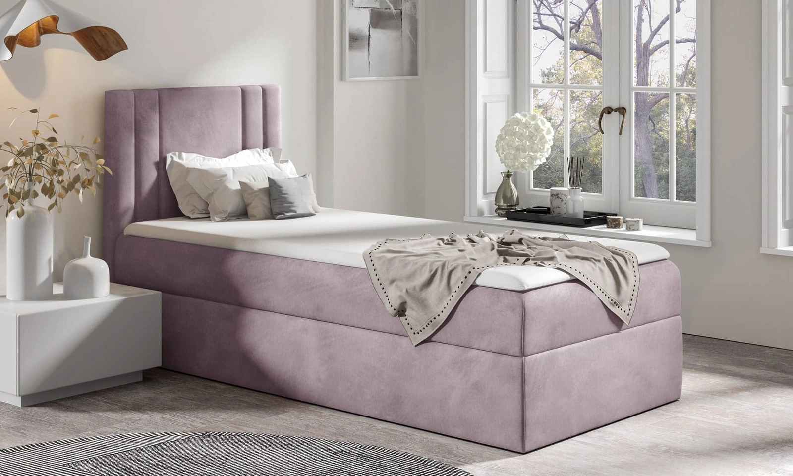 Łóżko kontynentalne Alia 80x200 cm w kolorze wrzosowym Monolith 62