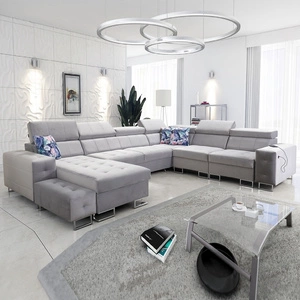 Narożnik z funkcją spania Hampton VIII szary popiel lewostronny nowoczesny design narożnik rozkładany do salonu funkcjonalna dostawka