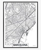 Plakat mapa Barcelony szwarc plan 70x100 plakat w ramie precyzyjny wydruk ze stylową grafiką doskonała dekoracja do salonu lub sypialni
