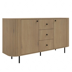 Komoda z szufladami Ovalio 165 cm dąb cremona nowoczesna forma komoda do salonu o owalnym kształcie ozdobne frezowania na korpusie