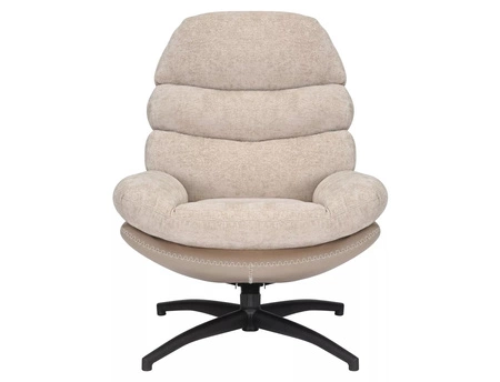 Fotel Giselle beżowy / beżowa ekoskóra funkcjonalny oraz nowoczesny fotel obrotowy z metalowymi nogami komfortowy podczas wypoczynku