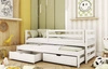 Łóżko dziecięce Tori 80x190 cm białe łóżko 2 osobowe wysuwane do pokoju dziecka solidna konstrukcja łóżko dziecięce wykonane z litego drewna sosnowego