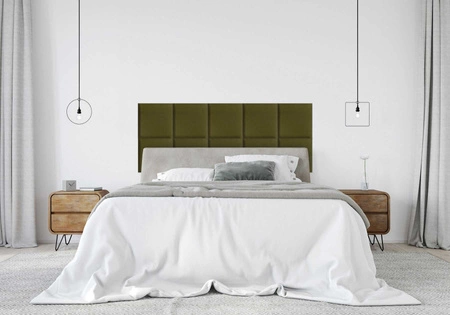 Panel tapicerowany Quadra 50x50 cm oliwkowy stylowy panel ścienny kwadrat welurowa tkanina modne wykończenie każdej aranżacji