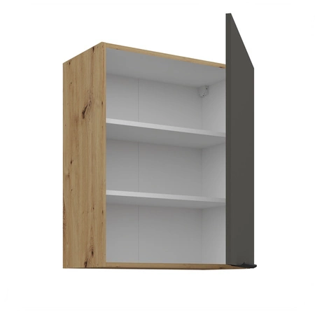 Zestaw mebli kuchennych Aversa Ar 255 cm stylowe szafki kuchenne z frontami wykonanymi w technologii anti fingerprint metalowe uchwyty