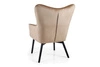 Fotel Carmen beżowy odporny na zaciągnięcia i zadrapania komfortowy podczas wypoczynku drewniane nogi