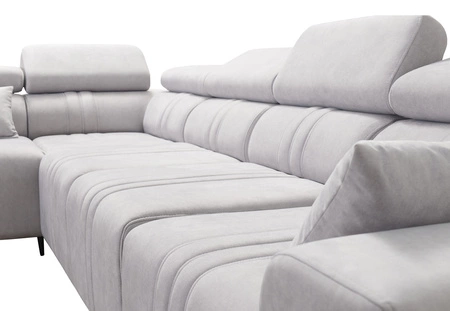 Narożnik z funkcją spania Castel XI szary popiel lewostronny komfortowy narożnik z pojemnikiem na pościel wytrzymała tkanina