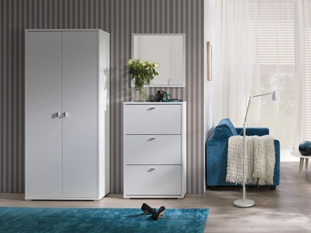 Szafa Anter 85 cm biała stylowy design obrzeża wykończone ABS idealna szafa do przedpokoju lub garderoby