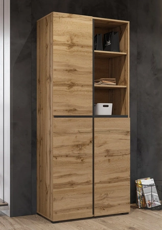 Szafa na buty Cross 79 cm dąb wotan prosta forma w nowoczesnym wydaniu funkcjonalna oraz praktyczna szafa na buty do przedpokoju