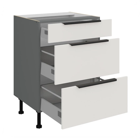 Szafka kuchenna stojąca z szufladami Corato Ant 60 D 3S BB odporna na uszkodzenia wykończenie frontów w technologii anti fingerprint