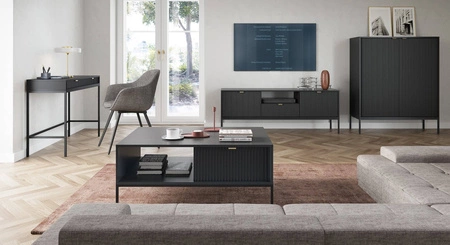 Komoda Lovro 104 cm czarna nowoczesny design zachwyci miłośników wyrazistych wnętrz