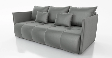 Kanapa rozkładana Selva jasny szary funkcjonalna sofa do salonu z pojemnikiem na pościel wykonana z miękkiej tkaniny typu velvet