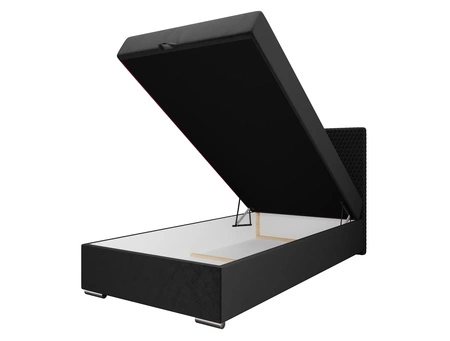 Łóżko kontynentalne Fargo 120x200 czarne w nowoczesnym skandynawskim stylu z tapicerowanym zagłówkiem łóżko z pojemnikiem