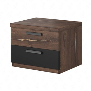 Szafka nocna Sigma dąb flagstaff / czarny z miedzianą wstawką szafka z szufladami to funkcjonalny mebel w ponadczasowym designie