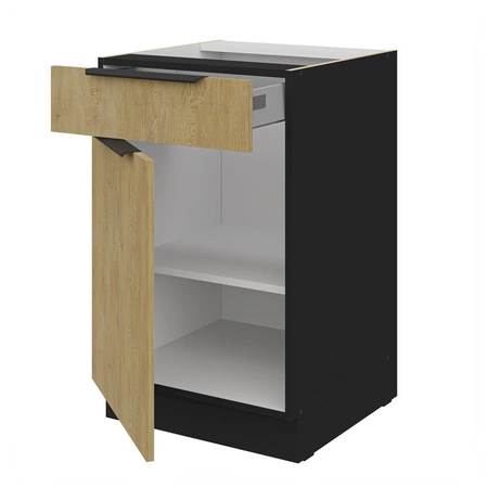 Szafka kuchenna stojąca z szufladą i półką Crotone 50 D 1F 1S BB metalowe uchwyty krawędziowe szafka odporna na działanie wilgoci i uszkodzenia