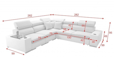 Narożnik z funkcją spania Provo III szary popiel / czarny lewostronny narożnik z pojemnikiem na pościel i regulowanymi zagłówkami