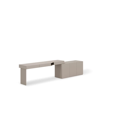 Biurko z komodą Woow 301 cm clay grey lewe funkcjonalne biurko młodzieżowe z możliwością obustronnego oraz narożnego montażu