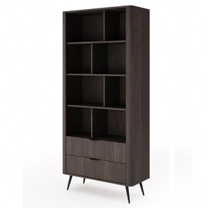 Regał Veris 88 cm dąb dunin / czarny nowoczesny design podkreślony modnym detalem w postaci ryflowanej listwy metalowe dodatki