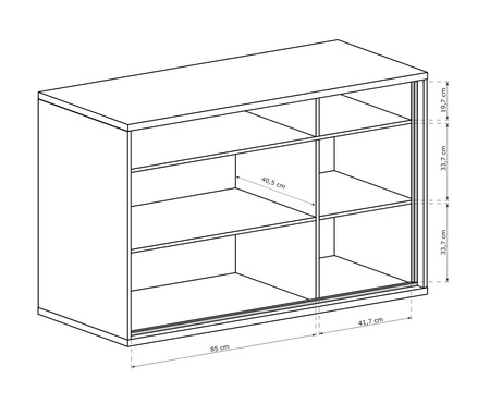 Komoda z szufladami Mediolan Plus 135 cm hikora gustowna komoda wzbogacona o czarne dodatki szuflady z systemem push to open stabilne metalowe nogi