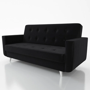 Kanapa rozkładana Neomi czarna modna i stylowa wersalka doskonała do domowej strefy wypoczynkowej drewniane wysokie nogi